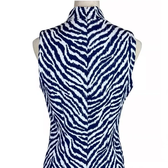 McLaughlin Womens Delaney Dress Montego Blue Tiger Animal Print Slvlss Sheath M - Picture 6 of 16